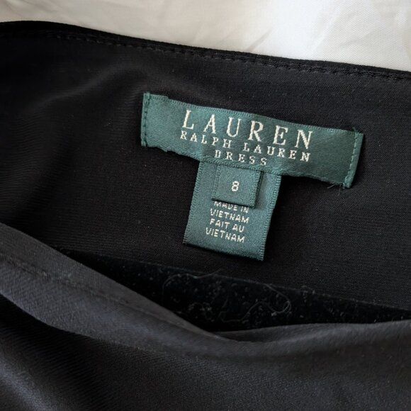 RALPH LAUREN Black Dress With White Flowers Cropped Sleeves Women's Size 8 - Picture 7 of 8